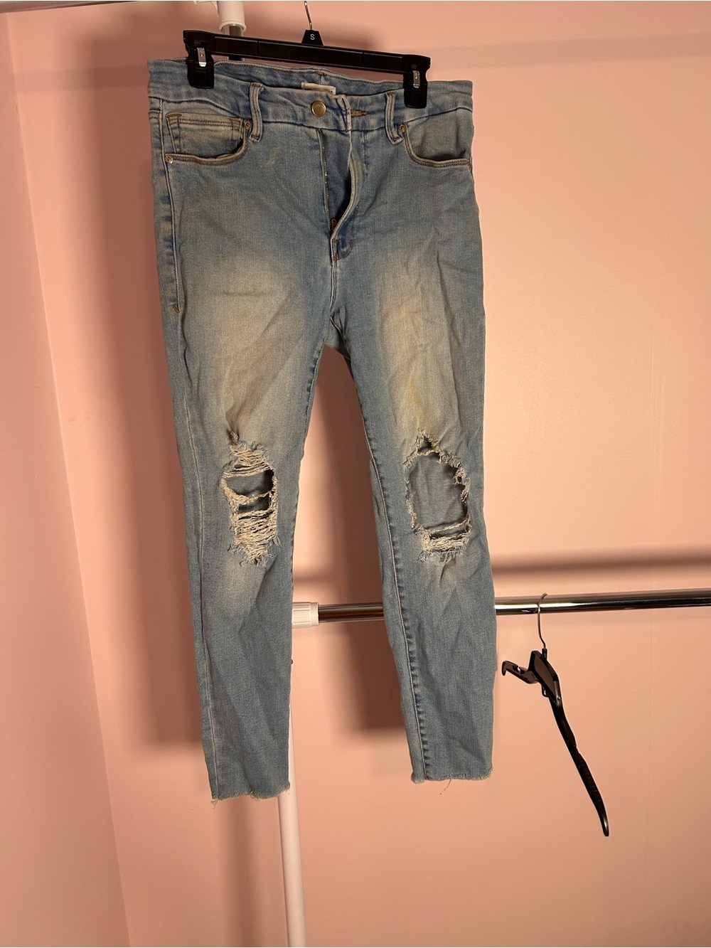 Good American Light Blue Ripped Skinny Jeans